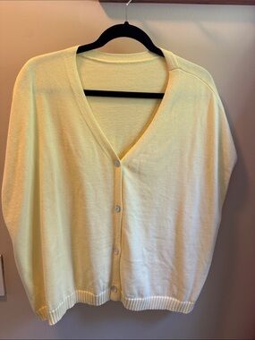 Amazon Essentials Yellow V-Neck Button Front Sweater